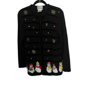 Vintage Grandma Holiday Winter Embellished Sweater Small